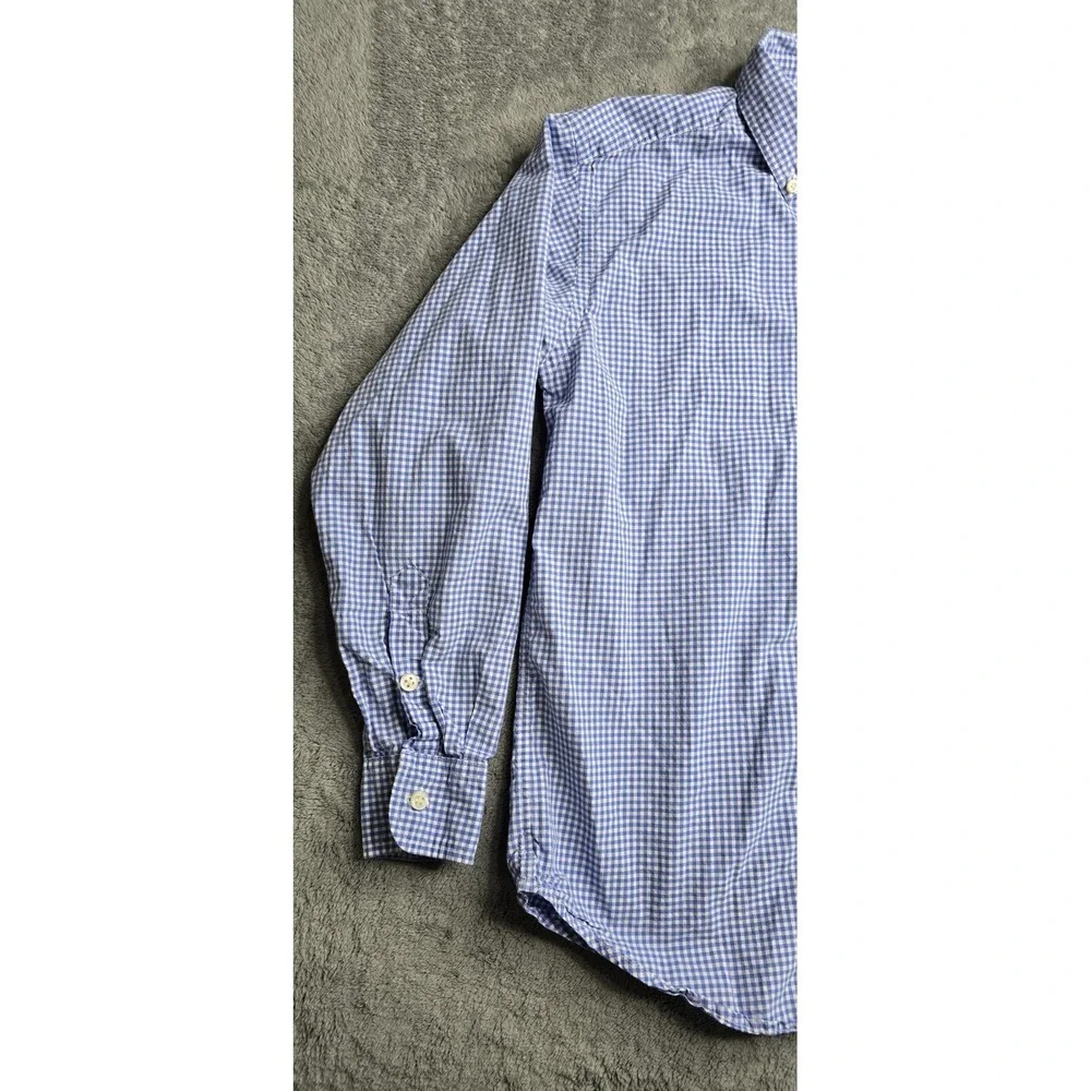 Ralph Lauren Blue Gingham Plaid Long Sleeve Button Down Boys M (10-12) Red Pony